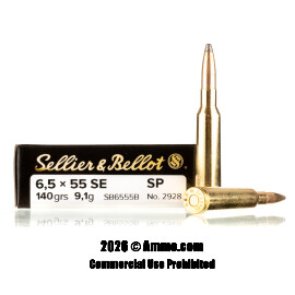 Image of Sellier and Bellot 6.5x55mm Ammo - 20 Rounds of 140 Grain SP Ammunition