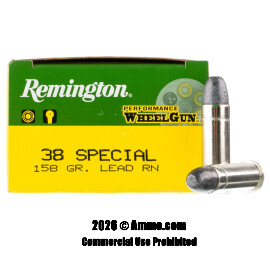 Remington Performance WheelGun 38 Special Ammo - 50 Rounds of 158 Grain LRN Ammunition