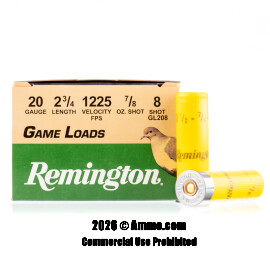 Image of Remington 20 Gauge Ammo - 25 Rounds of 7/8 oz. #8 Shot (Lead) Ammunition