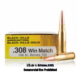 Image of Black Hills Gold Ammunition 308 Win Ammo - 20 Rounds of 168 Grain TSX Ammunition