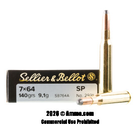 Image of Sellier and Bellot 7x64mm Ammo - 20 Rounds of 140 Grain SP Ammunition