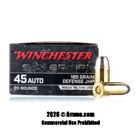 Image of Winchester Silvertip 45 ACP Ammo - 20 Rounds of 185 Grain JHP Ammunition