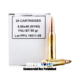 Image of Prvi Partizan 5.56x45 Ammo - 20 Rounds of 55 Grain FMJBT M193 Ammunition (Label Says 223; Ammo Is Confirmed 5.56 M193)