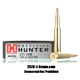 Image of Hornady Precision Hunter 270 Win Ammo - 20 Rounds of 145 Grain ELD-X Ammunition
