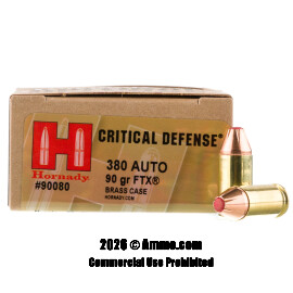 Image of Hornady 380 ACP Ammo - 250 Rounds of 90 Grain JHP Ammunition (Cases Not Nickel-Plated)