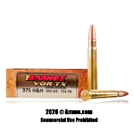 Image of Barnes 375 H&H Magnum Ammo - 20 Rounds of 300 Grain TSX Ammunition