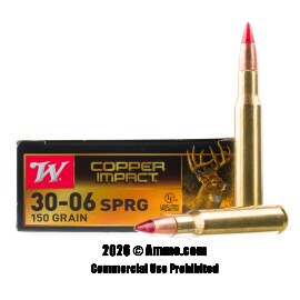 Image of Winchester Copper Impact 30-06 Springfield Ammo - 20 Rounds of 150 Grain Copper Extreme Point Ammunition