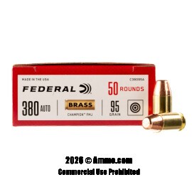 Image of Federal Champion 380 ACP Ammo - 50 Rounds of 95 Grain FMJ Ammunition
