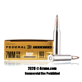 Image of Federal 7mm Rem Magnum Ammo - 20 Rounds of 160 Grain Nosler Partition Ammunition
