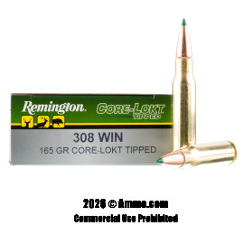 Image of Remington Core-Lokt Tipped 308 Win Ammo - 20 Rounds of 165 Grain Polymer Tip Ammunition