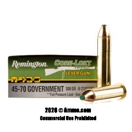 Image of Remington Core-Lokt Tipped Lever Gun 45-70 Govt Ammo - 20 Rounds of 300 Grain Polymer Tip Ammunition