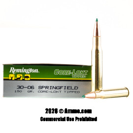 Image of Remington Core-Lokt Tipped 30-06 Ammo - 20 Rounds of 150 Grain Polymer Tip Ammunition