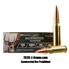 Image of Fiocchi Backwoods Hunter 308 Win Ammo - 20 Rounds of 150 Grain CHP Ammunition