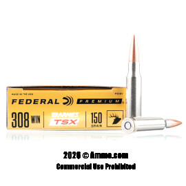 Federal 308 Win Ammo - 20 Rounds of 150 Grain Barnes TSX Ammunition