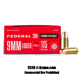 Image of Federal 9mm Ammo - 50 Rounds of 115 Grain FMJ Ammunition