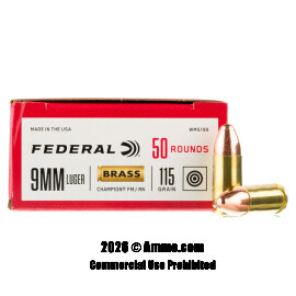 Image of Federal 9mm Ammo - 1000 Rounds of 115 Grain FMJ Ammunition