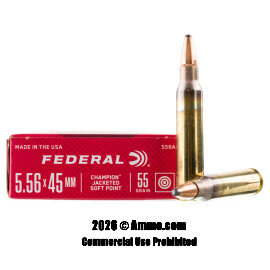 Image of Federal Champion 5.56x45 Ammo - 20 Rounds of 55 Grain JSP Ammunition