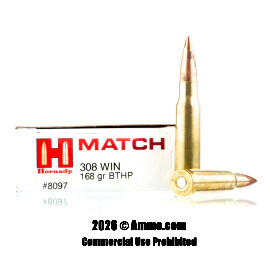 Image of Hornady Match 308 Win Ammo - 200 Rounds of 168 Grain HPBT Ammunition