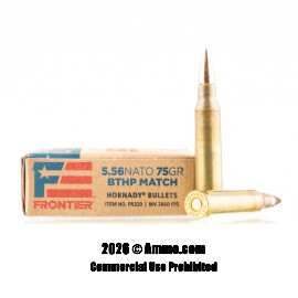 Image of Hornady Frontier 5.56x45 Ammo - 20 Rounds of 75 Grain BTHP Match Ammunition