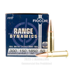 Image of Fiocchi 300 Blackout Ammo - 50 Rounds of 150 Grain FMJ-BT Ammunition