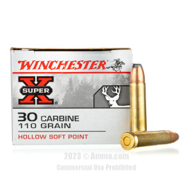 Winchester 30 Carbine Ammo - 50 Rounds of 110 Grain HSP Ammunition