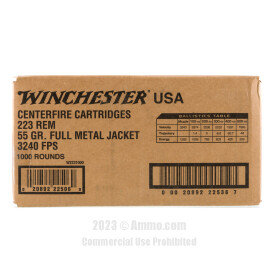 Image of Winchester USA 223 Rem Ammo - 1000 Rounds of 55 Grain FMJ Ammunition
