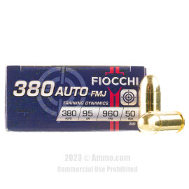Image of Fiocchi 380 ACP Ammo - 1000 Rounds of 95 Grain FMJ Ammunition