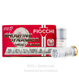 Image of Fiocchi Shooting Dynamics 12 Gauge Ammo - 250 Rounds of 1-1/8 oz. #8 Shot Ammunition