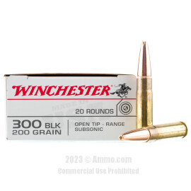 Image of Winchester Subsonic 300 AAC Blackout Ammo - 200 Rounds of 200 Grain Open Tip Ammunition