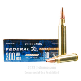 Image of Federal Power-Shok 300 Win Mag Ammo - 20 Rounds of 180 Grain Copper HP Ammunition