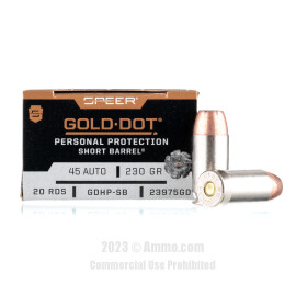 Image of Speer Gold Dot 45 ACP Ammo - 20 Rounds of 230 Grain JHP Ammunition