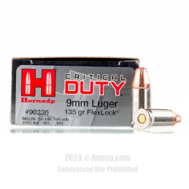 Image of Hornady 9mm Ammo - 250 Rounds of 135 Grain JHP Ammunition
