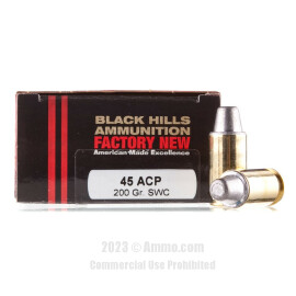 Image of Black Hills Ammunition 45 ACP Ammo - 20 Rounds of 200 Grain SWC Ammunition