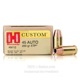 Image of Hornady Custom 45 ACP Ammo - 20 Rounds of 200 Grain XTP JHP Ammunition