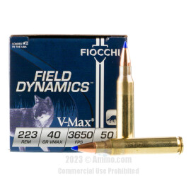 Image of Fiocchi 223 Rem Ammo - 50 Rounds of 40 Grain V-MAX Ammunition