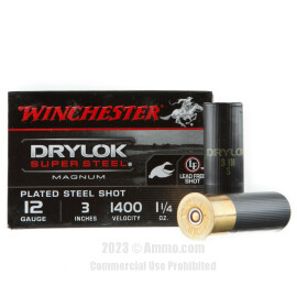 Image of Winchester Drylok Super Steel Magnum 12 Gauge Ammo - 25 Rounds of 1-1/4 oz. #3 Shot Ammunition