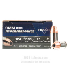 Image of Fiocchi 9mm Ammo - 25 Rounds of 124 Grain JHP Ammunition