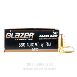 Image of Blazer 380 ACP Ammo - 50 Rounds of 95 Grain FMJ Ammunition