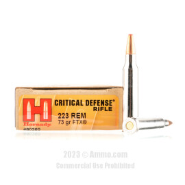Image of Hornady Critical Defense 223 Rem Ammo - 20 Rounds of 73 Grain FTX Ammunition