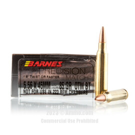 Image of Barnes Precision Match 5.56x45 Ammo - 20 Rounds of 85 Grain OTM Ammunition