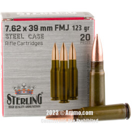 Image of Sterling 7.62x39 Ammo - 1000 Rounds of 123 Grain FMJ Ammunition