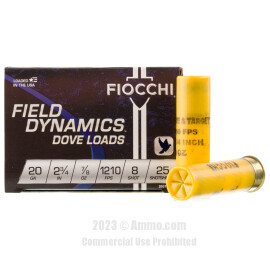 Image of Fiocchi 20 Gauge Ammo - 250 Rounds of 7/8 oz. #8 Shot Ammunition