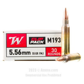 Image of Winchester 5.56x45 Ammo - 30 Rounds of 55 Grain FMJ M193 Ammunition on Stripper Clips With Loader