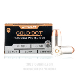 Image of Speer Gold Dot 45 ACP Ammo - 20 Rounds of 185 Grain JHP Ammunition