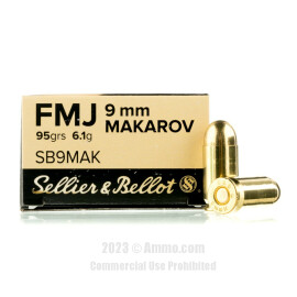 Image of Sellier and Bellot 9mm Makarov Ammo - 1000 Rounds of 95 Grain FMJ Ammunition