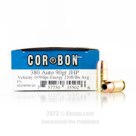 Image of Corbon 380 ACP Ammo - 20 Rounds of 90 Grain JHP Ammunition