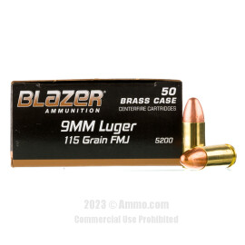Image of Blazer 9mm Ammo - 50 Rounds of 115 Grain FMJ Ammunition