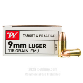 Image of Winchester 9mm Ammo - 50 Rounds of 115 Grain FMJ Ammunition