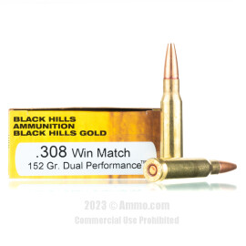 Image of Black Hills Gold 308 Win Ammo - 20 Rounds of 152 Grain Dual Performance Ammunition