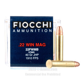 Fiocchi 22 WMR Ammo - 2000 Rounds of 40 Grain JHP Ammunition